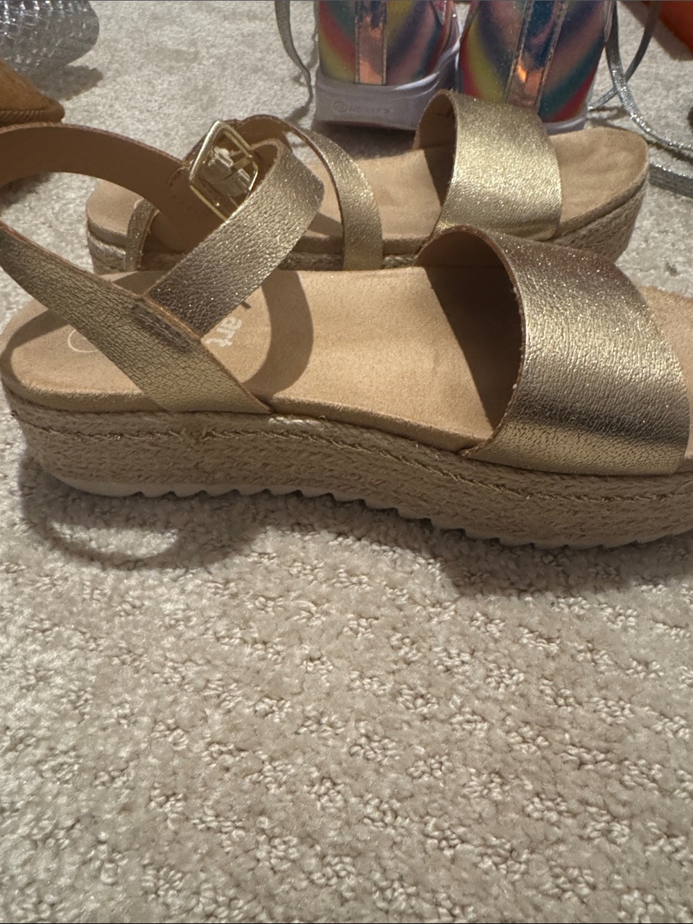 Gold Platform Espadrille Sandals - girls Metallic Wedge